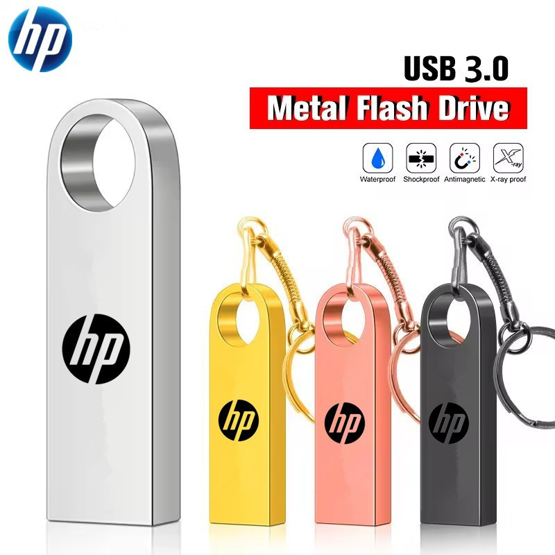 Unidade flash De Memória De Alta Velocidade HP 2 Tb 32 Gb 128 64 À Prova D'água USB 3.0 Chave De Haste De metal em Oferta na Shopee