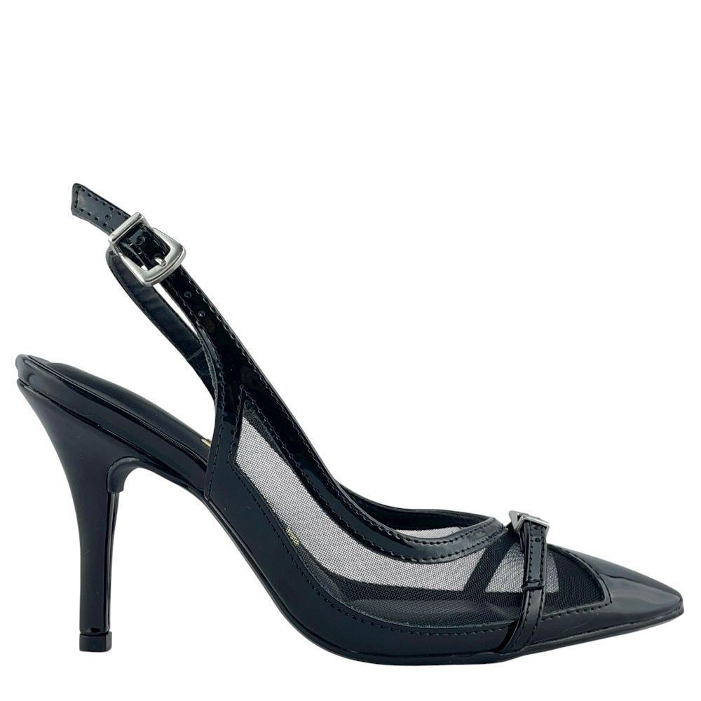 Scarpin Vizzano Feminino Detalhe em Verniz e Tela Translúcida 11841802