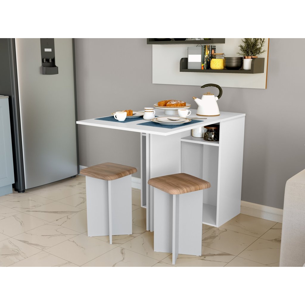 Conjunto Mesa Dobrável 2 Banquetas BA500 DJD Branco em Oferta na Shopee
