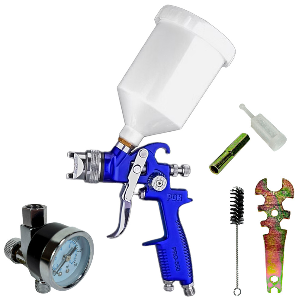 Pistola de Pintura Profissional HVLP PDR PRO550M Bico 1.4mm a Gravidade com Regulador de Pressão