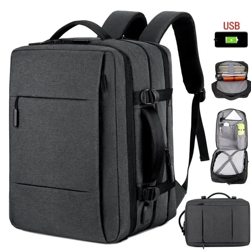 Mochila Notebook Mala De Bordo Expansível Viagem 40l Executiva Faculdade Dia a dia Compacta Preta