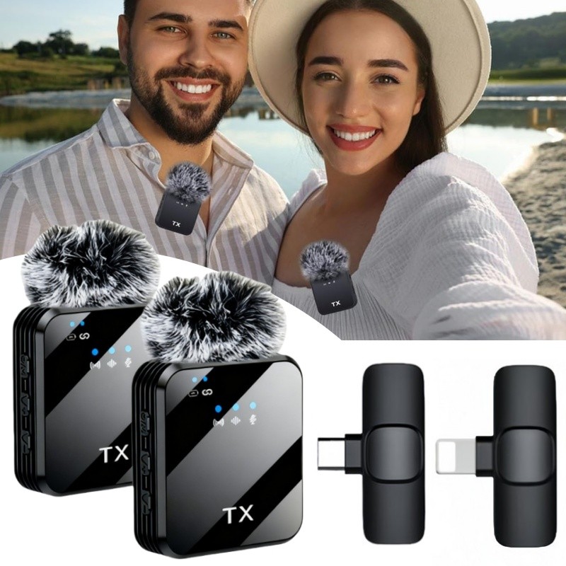 Microfone De Lapela Sem Fio Compatível Com IPhone E Telefones Android Para Entrevistas E Vlogs