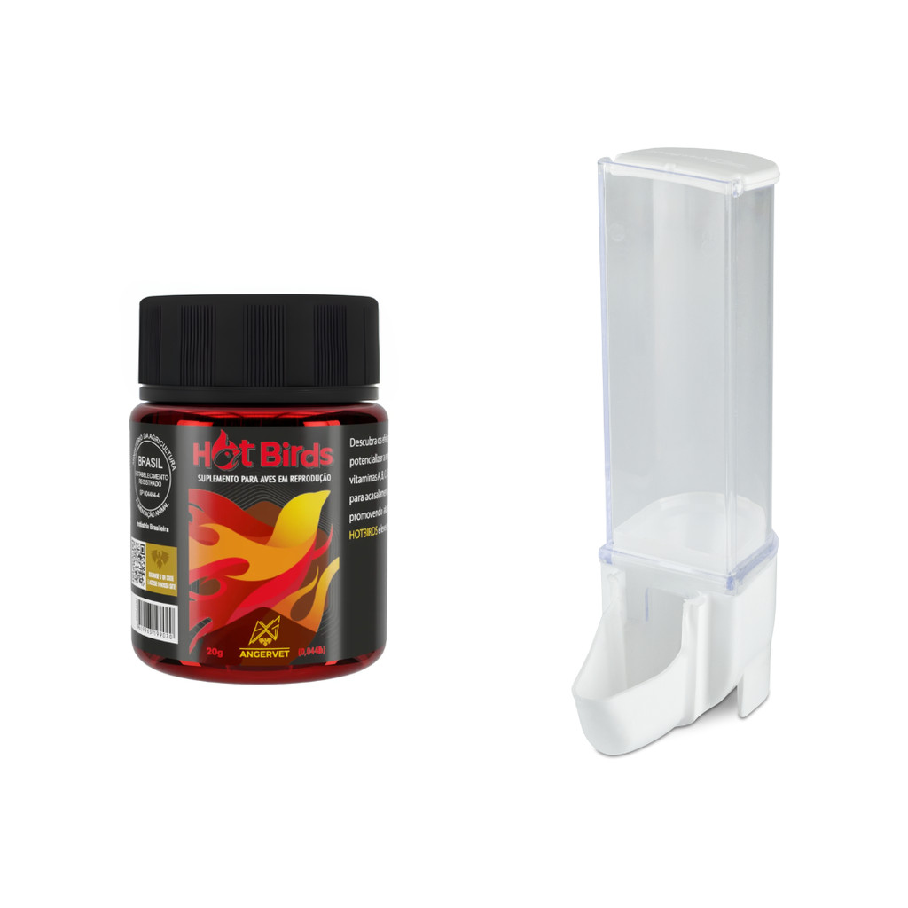 Hot Birds Angervet (20g) + Comedouro Automático Sertão Natural Malha Larga (100ml)