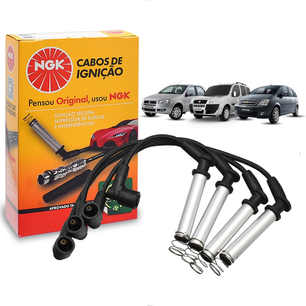 Kit Jogo Cabo de Vela de Ignição Original Ngk Palio Doblo Punto Siena Corsa Celta Montana Mervia