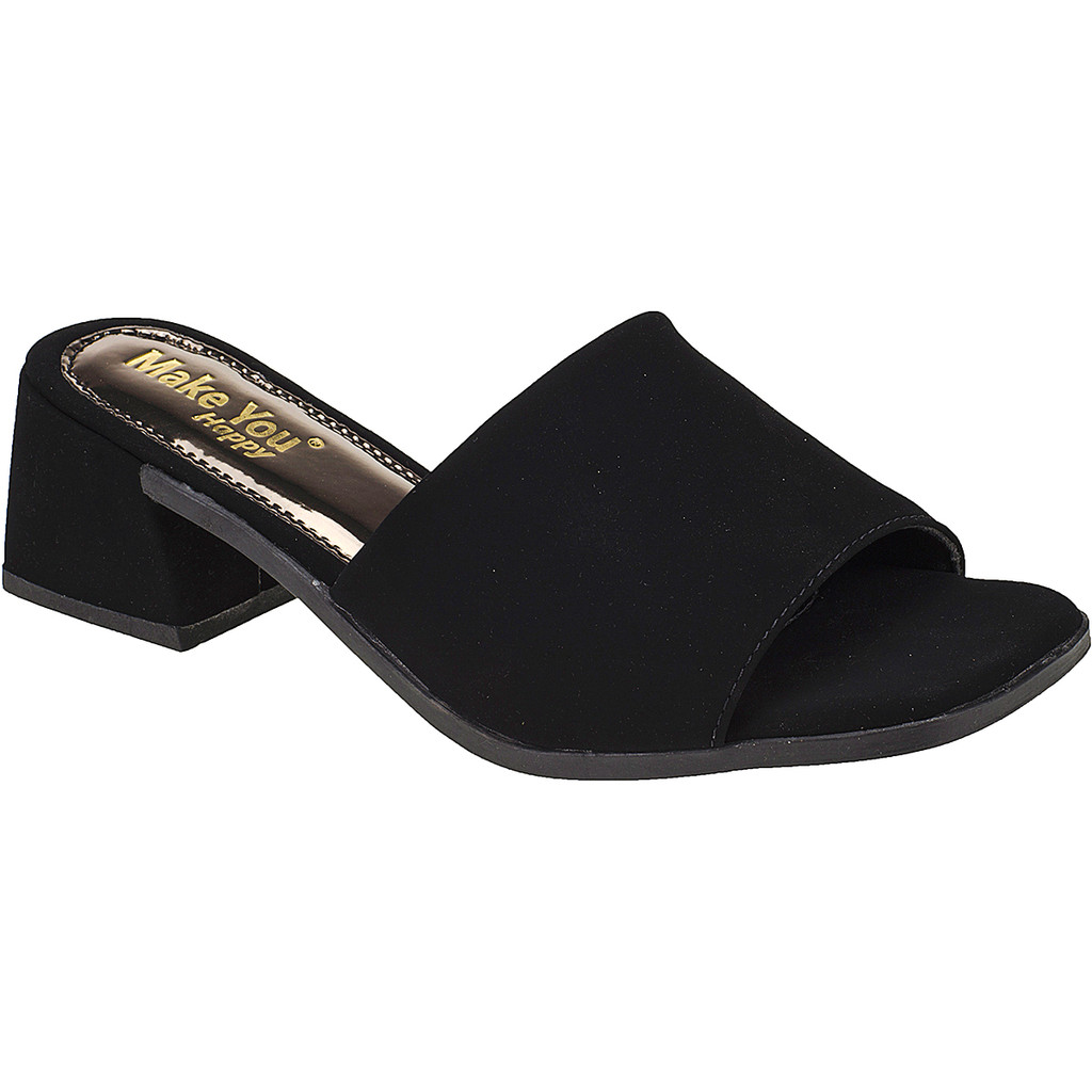 Tamanco Feminino Salto Quadrado Baixo Mule Faixa em Oferta na Shopee