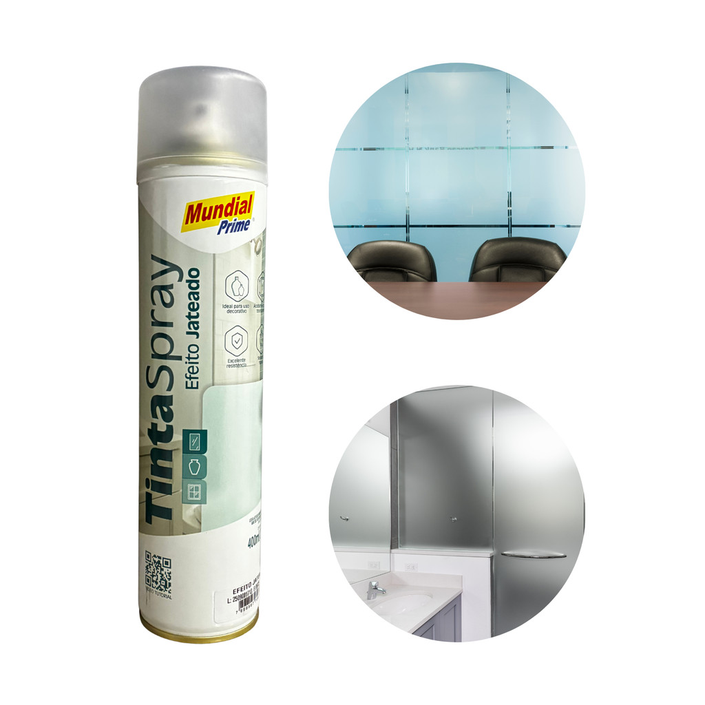 Tinta Spray Efeito Jateado 400ml Mundial Prime – Acabamento Semi Fosco Instântaneo Para Vidros e Decoração em Oferta na Shopee