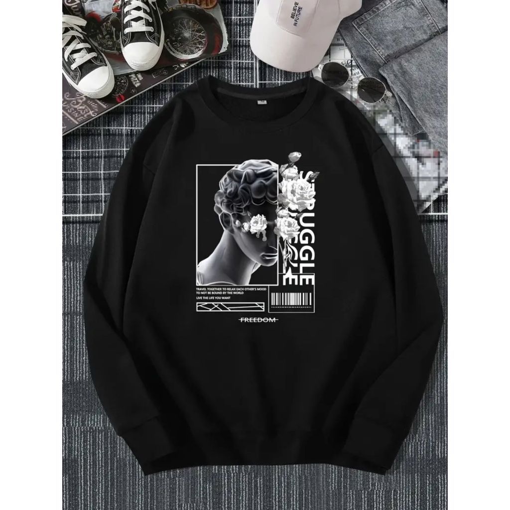Moletom Careca Busto Struggle Gola Redonda Casaco Masculino Feminino Flanelado Unissex Inverno Blusa De Frio