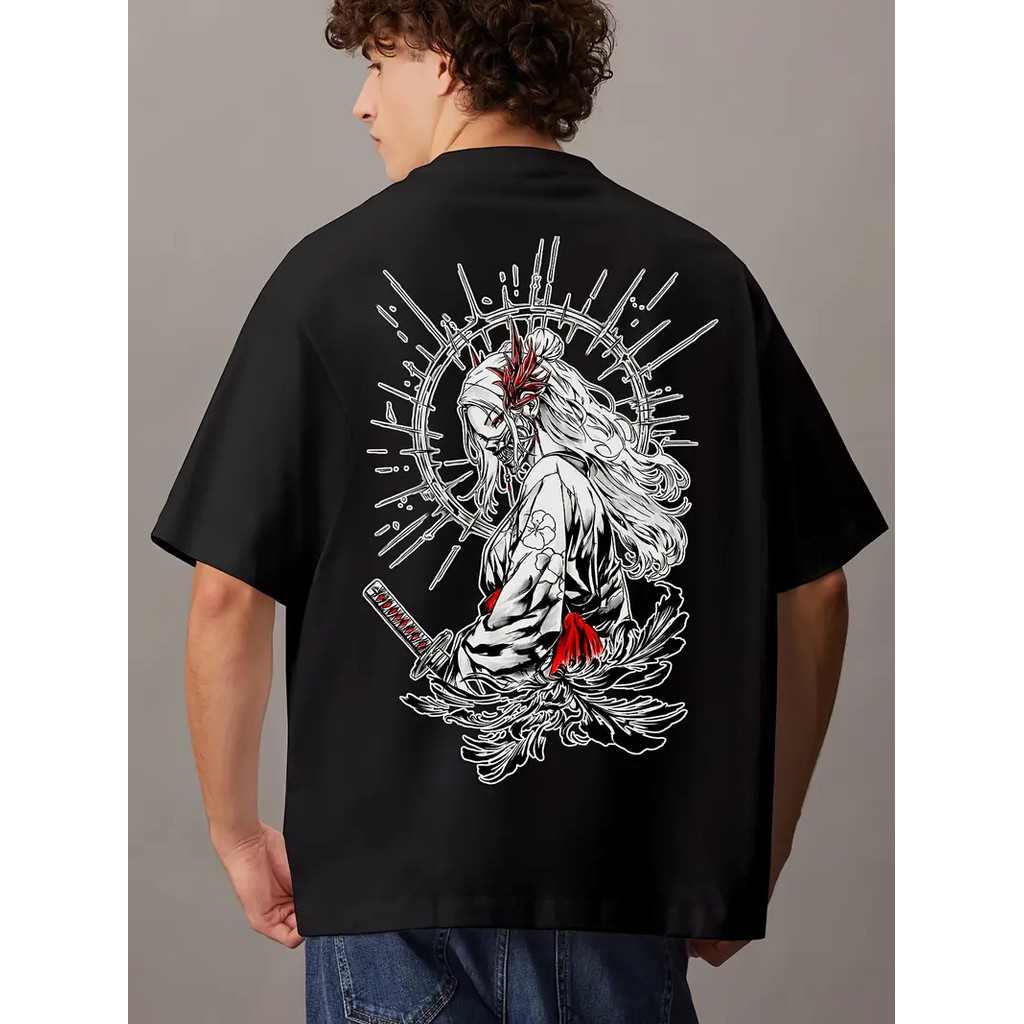 Camiseta Masculina Samurai Katana Guerreiro Japonês Vermelho Design Estampada Confortável Estilosa Moderna