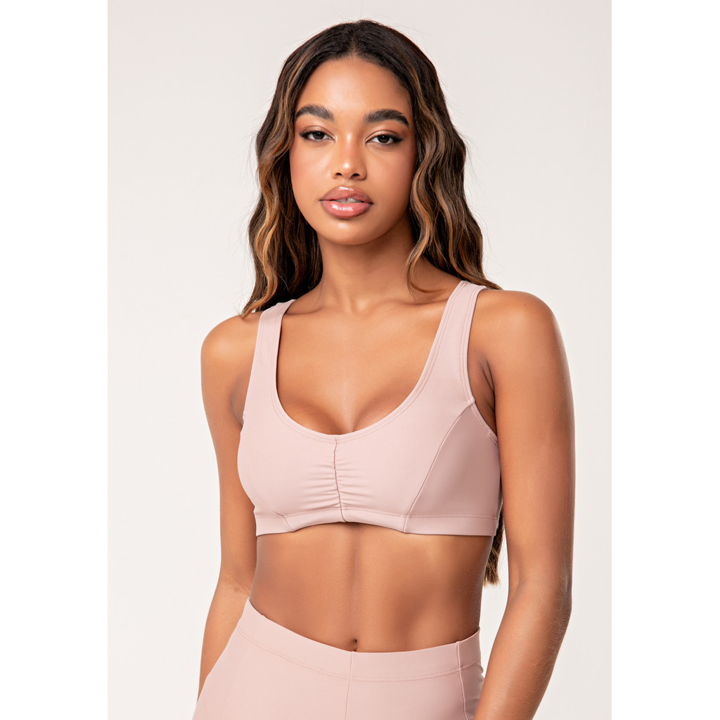 TOP FITNESS FEMININO COM FRANZIDO LUSH DLK