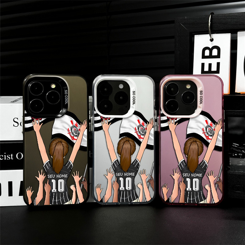Capinha de celular anti impacto de Camisa do Corinthians para iPhone x xr xs max 11 12 13 16 15 14 pro max capa