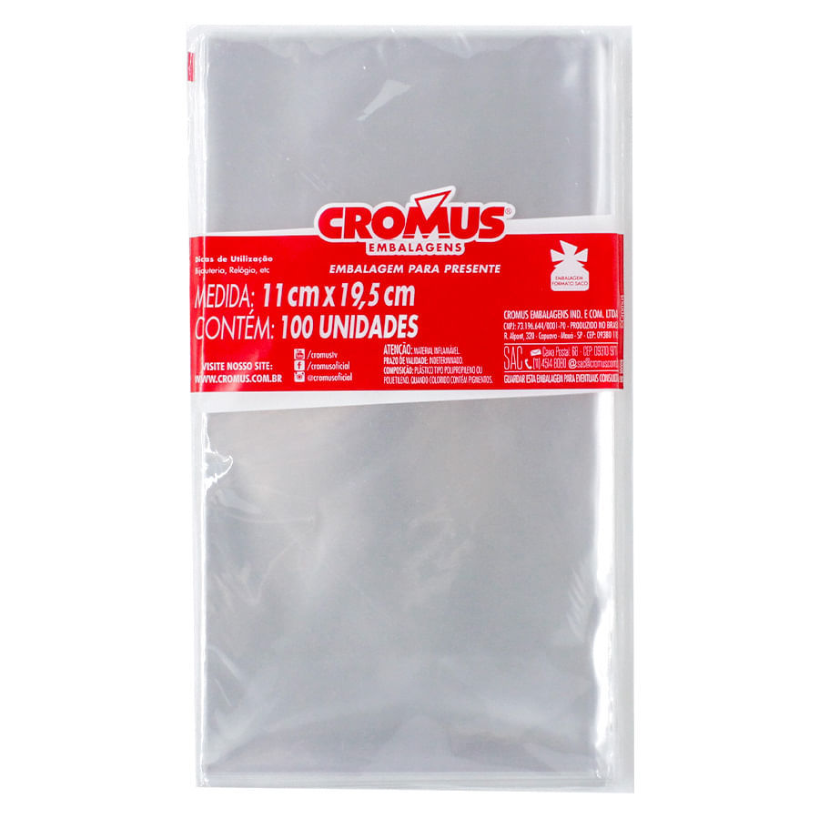 100un Saco Incolor 11x19,5cm CROMUS em Oferta na Shopee
