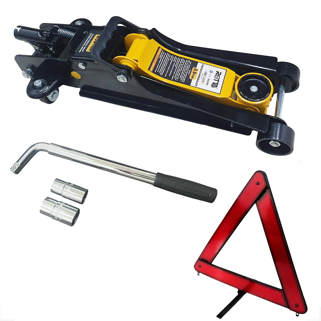 Kit Macaco 2,5 Ton Jacare + Triângulo + Chave Roda Alongada