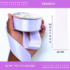 Fita de Cetim Lisa - 38mm - Rolo C/50 Mts COR:BRANCO