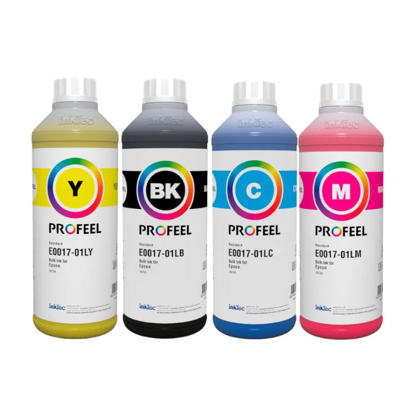 Kit 04 Tinta Profeel Compativel Corante P/ L1800 L805 L3250 Tinta Preto Magenta Ciano Amarelo