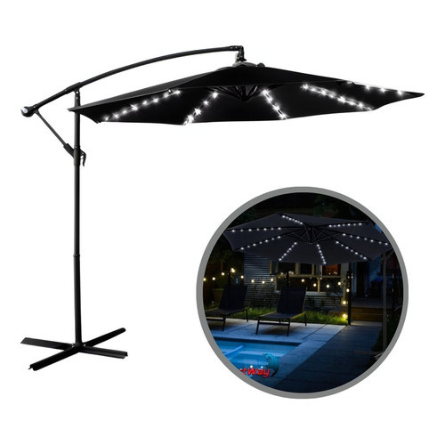 Ombrelone Lateral Preto 3,00m Com LED Importway Ideal Para Piscina, Jardim e Varanda Gourmet em Oferta na Shopee