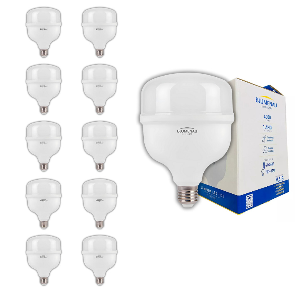 Kit 10 Lampada Led 50w Alta Potencia Bivolt 6500k Branco Frio Blumenau Iluminação em Oferta na Shopee