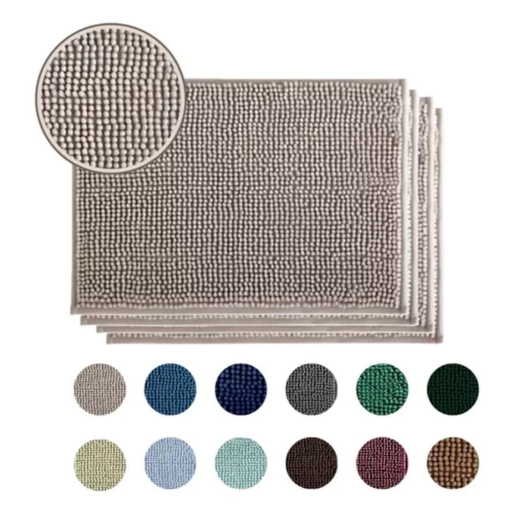 Kit de Tapete Bolinha 04 Unidades Antiderrapante Microfibra Toque Suave Super Macio