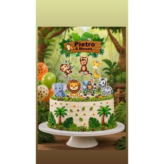 Topo de bolo de aniversário e mesversario safari - personalizado