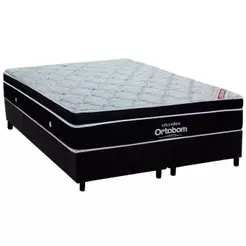 Cama Box King: Colchão Molas Ensacadas Ortobom Elegant + Base CRC Suede Black(193x203)