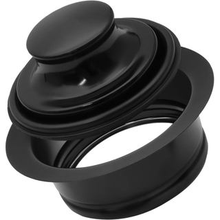1 unidade de flange para descarte de resíduos de pia, flange de drenagem de pia com tampa preta, tampa de pia em aço ino