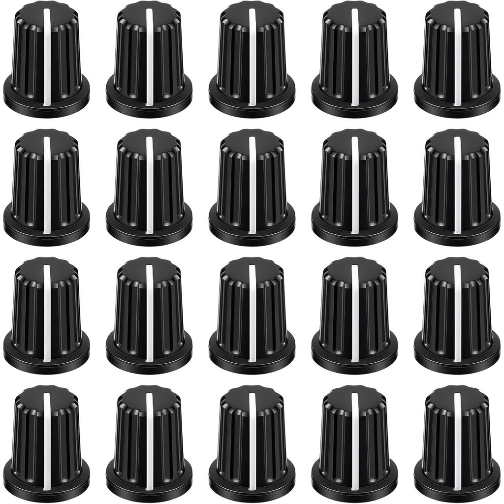 20 Peças de Botões de Controle de Potenciômetro Tipo D de 6mm, Conjunto de Substituição de Botões de Volume de Plástico 