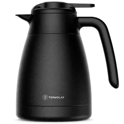 Bule Térmico 100% Inox Cor Preta Termolar 1,2 Litros Com Gatilho Garzón Para Café e Cha Quente