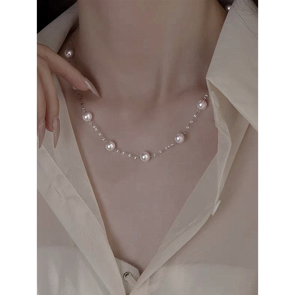 colar femenino colar Nova moda Gypsophila pérola colar feminino pérola bombeamento luz alongada nicho de luxo High-End c