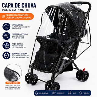 Capa Protetora Universal para Carrinho de Bebê Impermeável Transparente Contra Chuva Vento e Frio