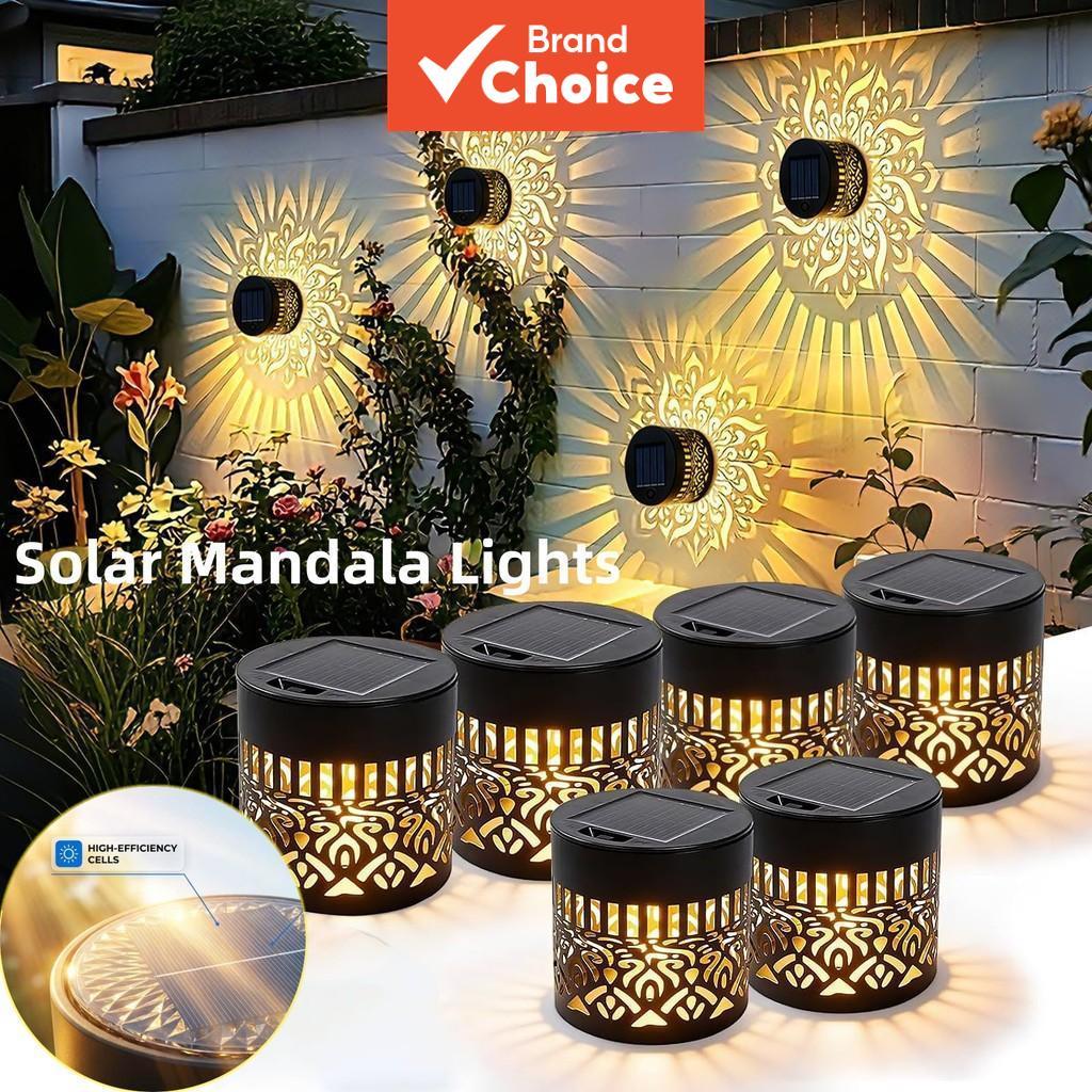 Luz Solar De Mandala À Prova D'água LED Parede Externa Para Terraço Pátio Quintal Decoração De Jardim