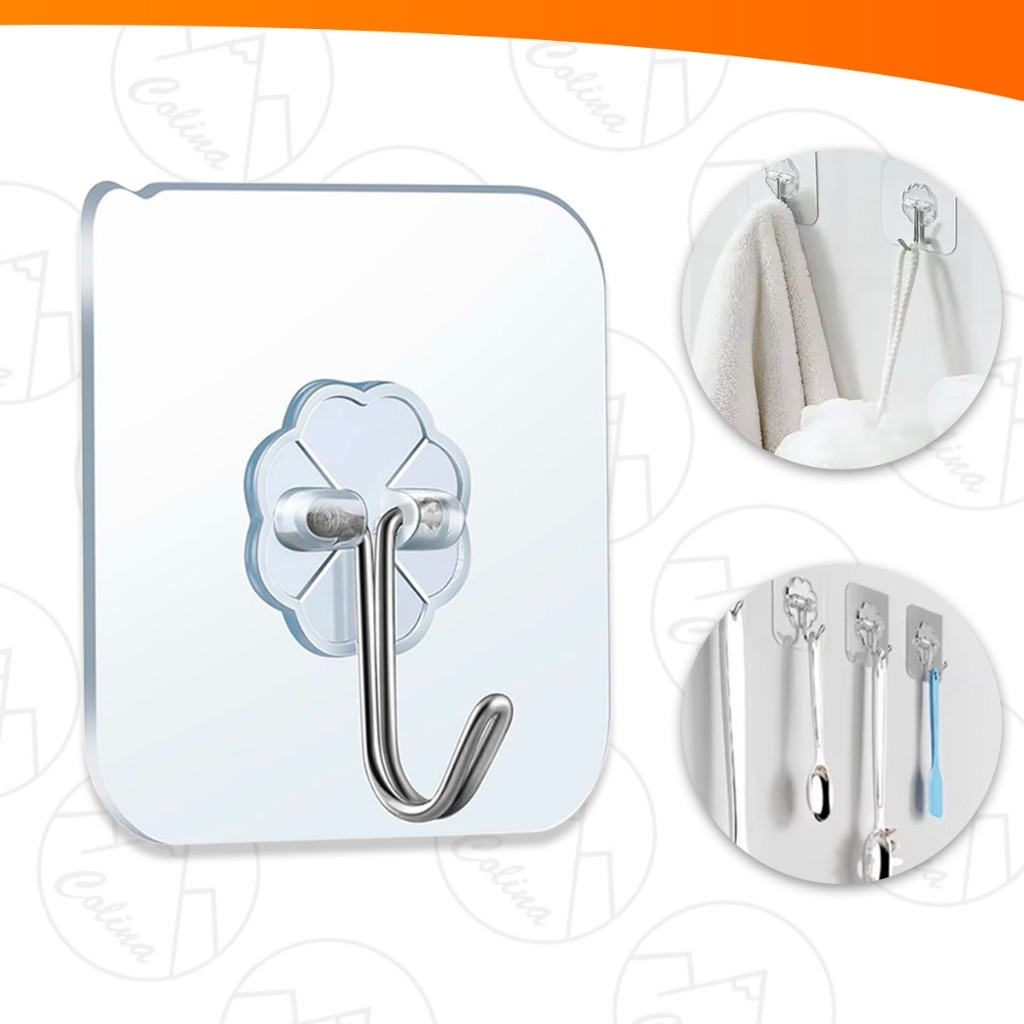 Gancho De Parede Adesivo Organizador Plástico 6x6CM Banheiro Cozinha De Tudo Store