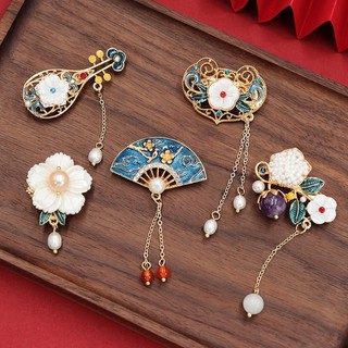 Com Cheongsam estilo chinês Retro esmalte broche pérola flor palácio elegante pino elegante Corsage acessórios femininos