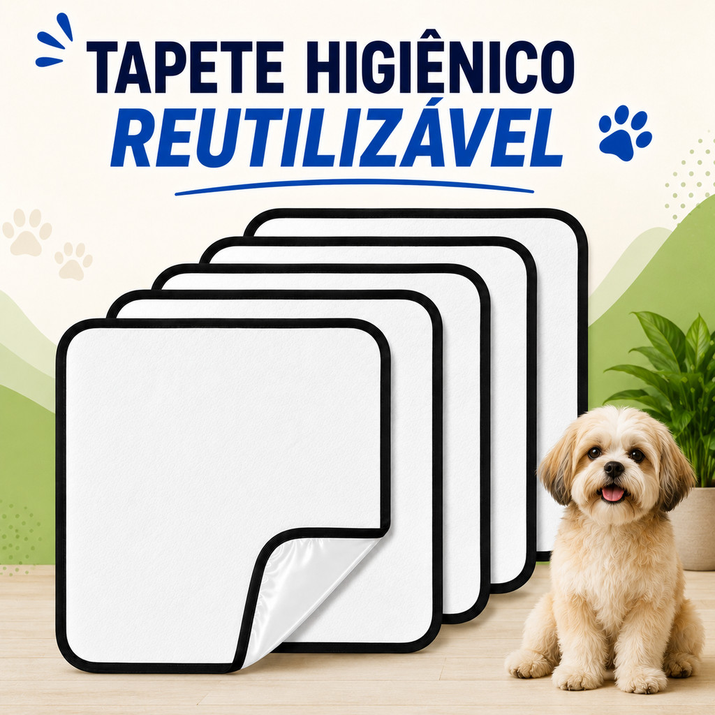 Kit 2/3/5 Tapetes Higiênico  Pet Reutilizável Lavável Super Absorção 200 Lavagens Econômico