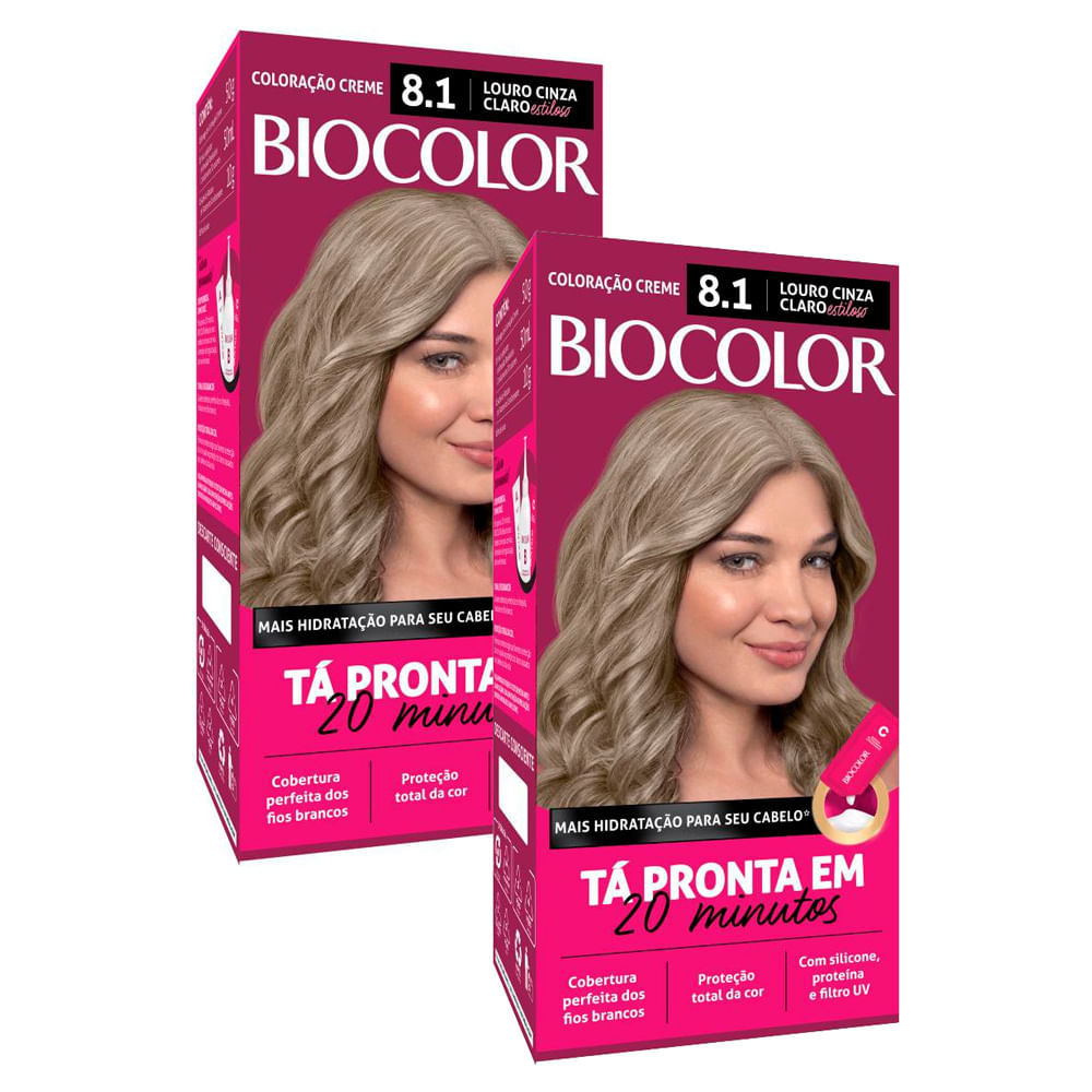 Kit 2 Tintura de Cabelo Biocolor Louro Cinza Claro Estiloso 8.1