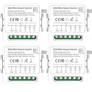Interruptor Inteligente WiFi Mengshen de 4 Peças, Mini Interruptor Inteligente, sem necessidade de gateway, função de te