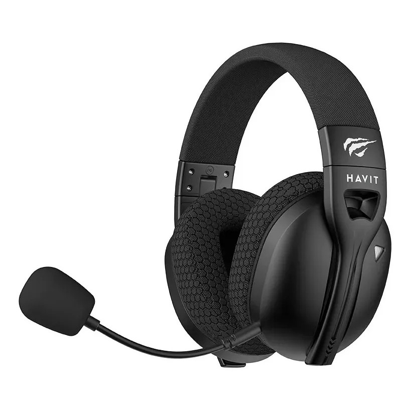 Headset Gamer Havit Fuxi H5 Tri-Mode Bluetooth 5.3 2.4G P2 RGB Microfone Destacável