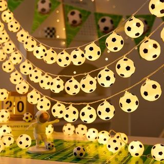 Luzes de corda LED em formato de bola de futebol para a Copa do Mundo, decoração de shoppings, quartos, varandas, pátios