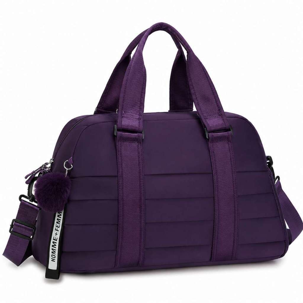 Bolsa Mala De Viagem Academia Com Chaveiro Pompom Alça Transversal Grande Capacidade Impermeavel 005#