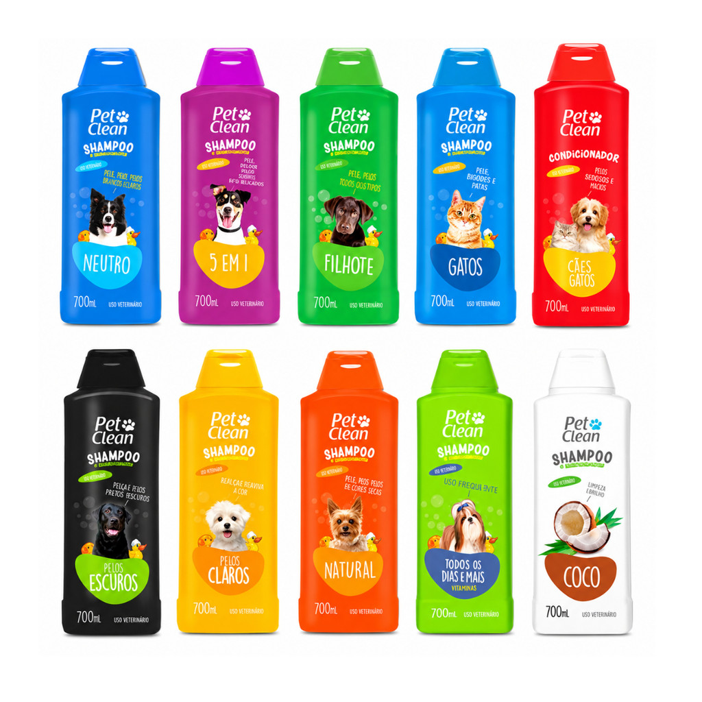 1/2 uni Shampoo e Condicionador para Cachorro e Gato Pet Clean 700 ml - Limpeza e Hidratação