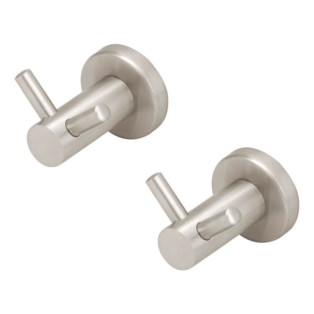 Kit 2 Porta Toalha Cabide Duplo Banheiro Inox Escovado Completo
