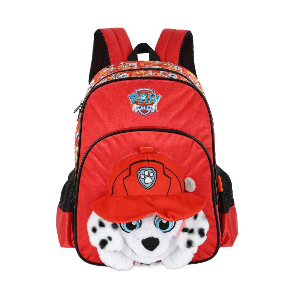 Mochila de Costas Média Infantil Pelucia Patrulha Canina - Vermelho