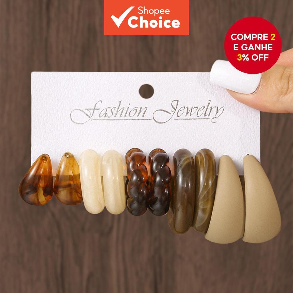 Conjunto de brincos de resina para senhora, várias cores retrô, acessórios modernos para o dia a dia