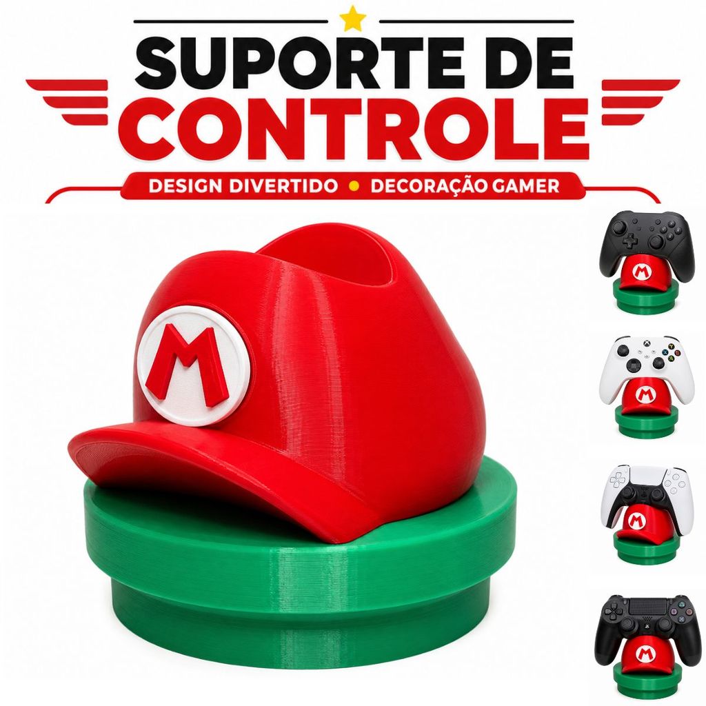 Suporte para Controle do Super Mário Bros Gamer Estilo Retrô Compatível PS5 PS4 Xbox Switch