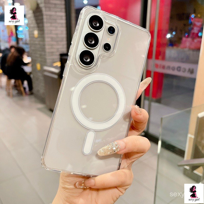Capa Magnética Transparente Original para Samsung Galaxy S26 Ultra S25 S24 S23 FE S22 S21 A15 A14 A16 A26 A35 A55 A23 4S