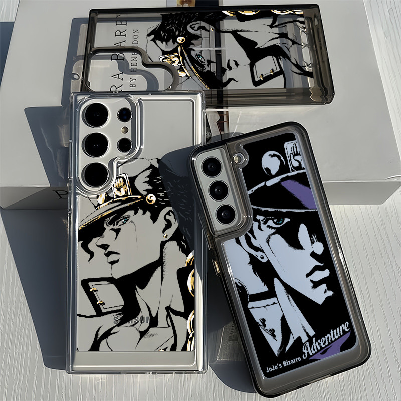 Para Samsung S26 S25 Ultra S24 S25FE A56 S24FE S23 " Jo " Jotaro Kujo " Capa Rígida Transparente S22 A17 A16 A15 A72 A53