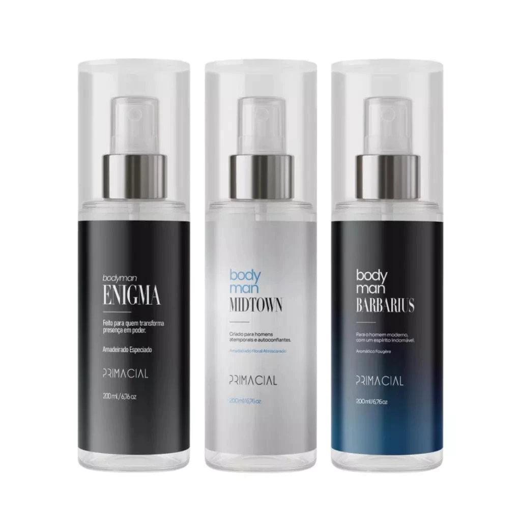 Kit Body Splash Masculino Barbarius Primacial Midtown Enigma Longa Duracao