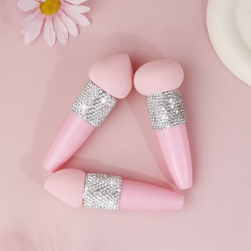 Alça de diamante pequena cabeça de cogumelo puff ferramentas de beleza ovo seco molhado látex vara esponja beleza