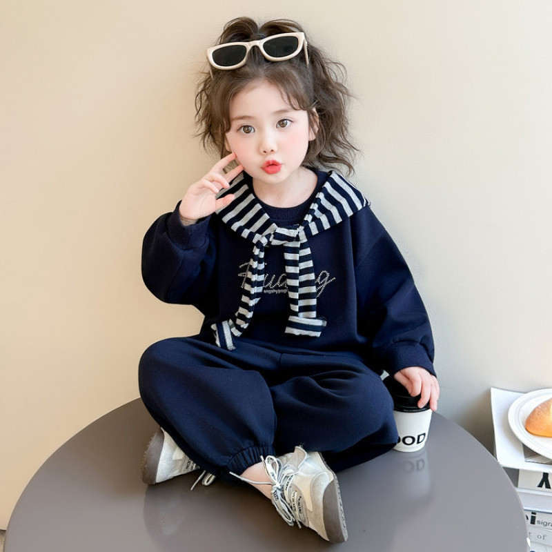 Meninas primavera xale moletom terno 2026 moda primavera outono estilo crianças meninas bebê All-Match roupas de pr