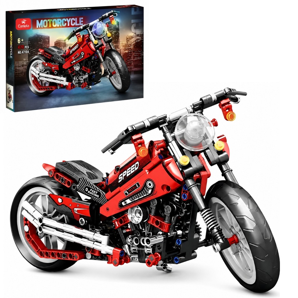 Bloco De Montar Moto Esportiva Tunada 470 Peças Castela Maquete Coleção Brinquedo Presente Menino Adulto CBS0108