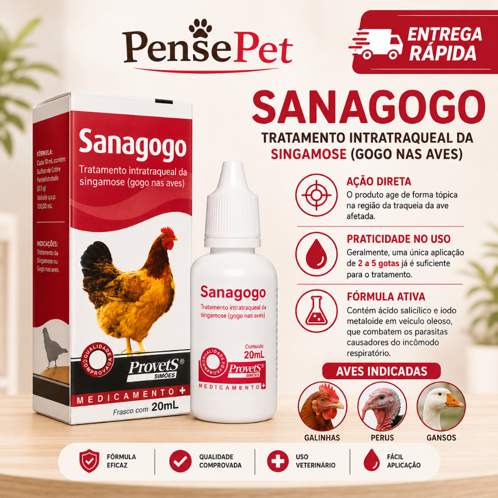 Sanagogo 20ml Provets Simoes Tratamento Contra Singamose Gogo de Aves