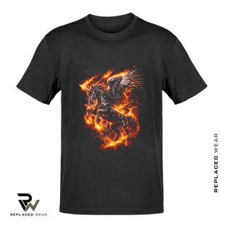 Camiseta Cavalo Pegassus Unicórnio de Fogo Unissex Streetwear Camisa 100% Algodão